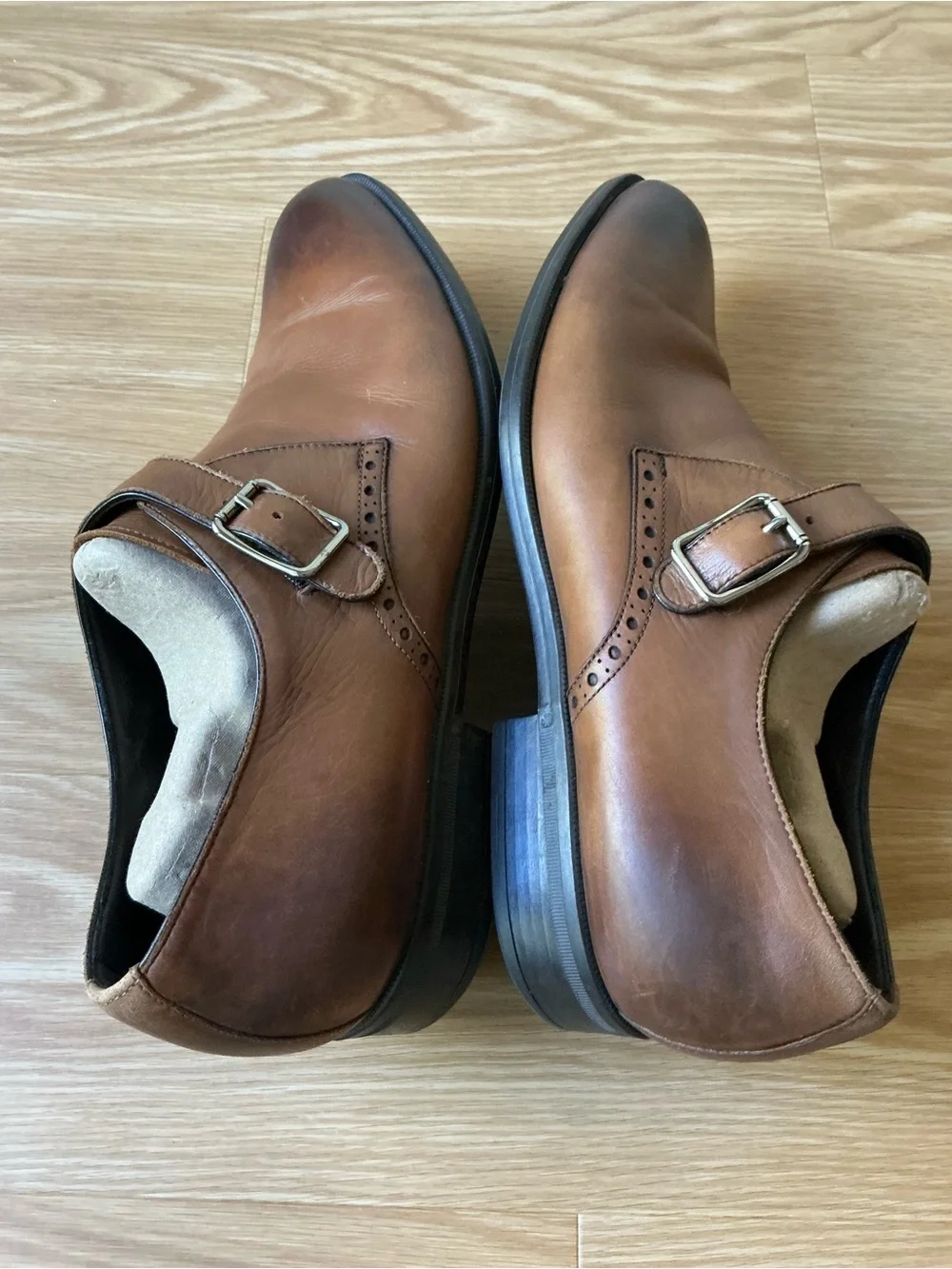 Ermenegildo Zegna Monk Strap Buckle Leather Dress Shoes Brown Size 10